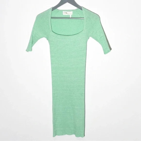 NEW Remain Birger Christensen Rakella Ribbed Knit Dress Spring Green Size 2 Mini - Picture 6 of 10